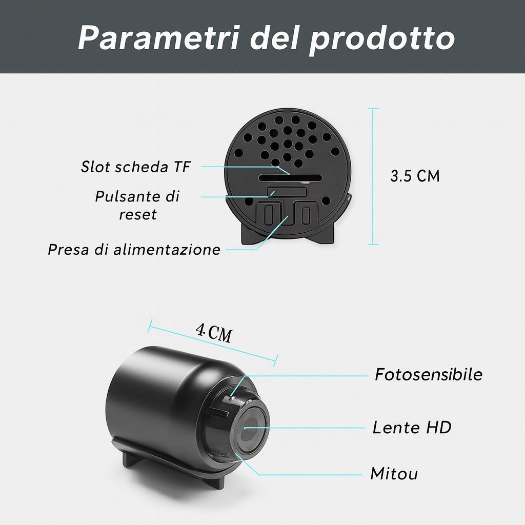Mini Telecamera HD 1080P Wireless WiFi con Visione Notturna