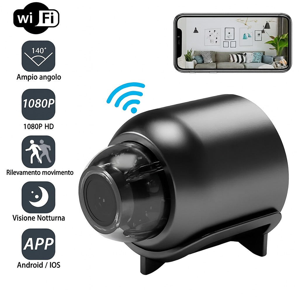 Mini Telecamera HD 1080P Wireless WiFi con Visione Notturna